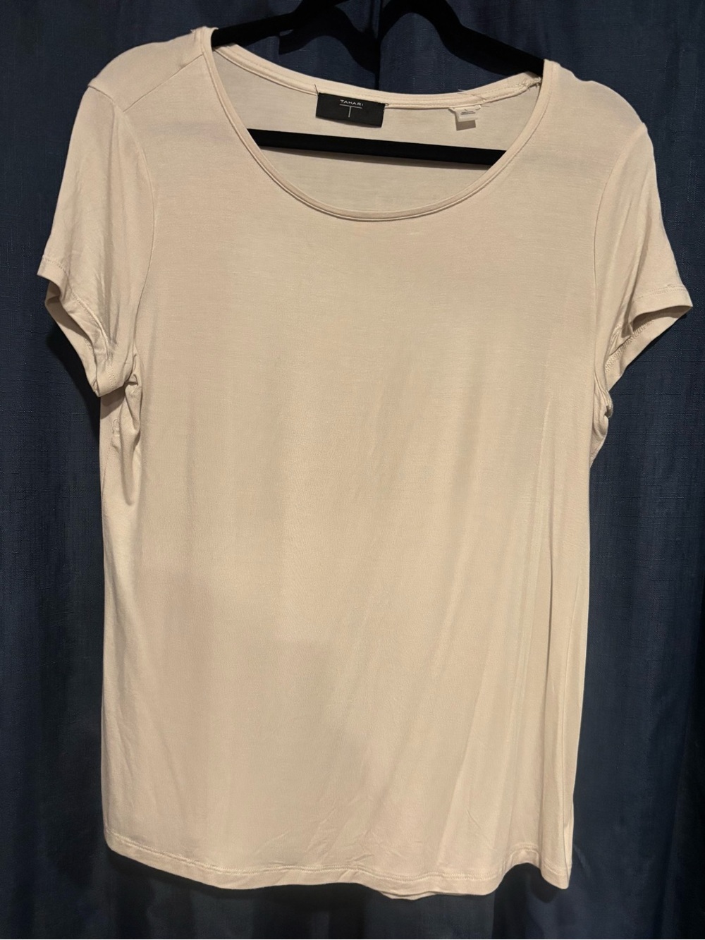 Tahari Light Cream Scoop Neck Short Sleeve Tee